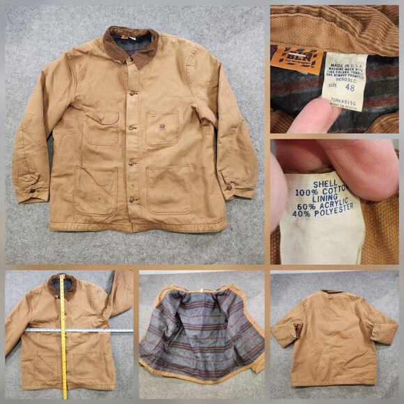VTG Big Ben by Wrangler Jacket Mens 48 Chore Barn Coat Canvas Blanket Lined USA - Picture 1 of 16